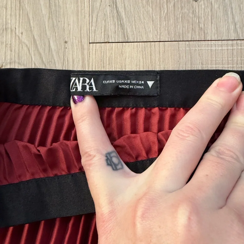 Zara Red Pleated Skirt